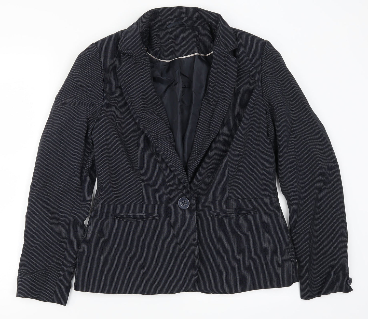 F&F Womens Blue Striped  Jacket Suit Jacket Size 14