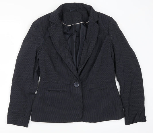 F&F Womens Blue Striped  Jacket Suit Jacket Size 14