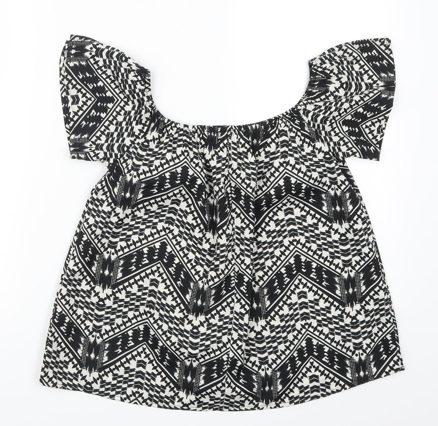 Primark Womens Black Geometric  Basic T-Shirt Size 8