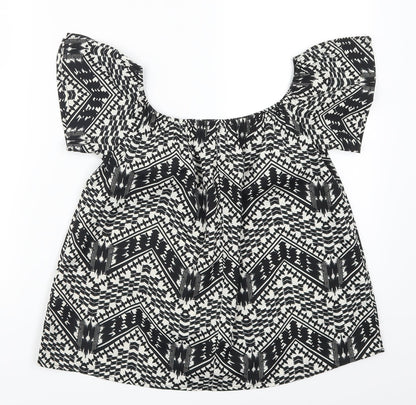 Primark Womens Black Geometric  Basic T-Shirt Size 8