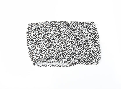 Primark Womens Black Animal Print  Cropped Blouse Size L