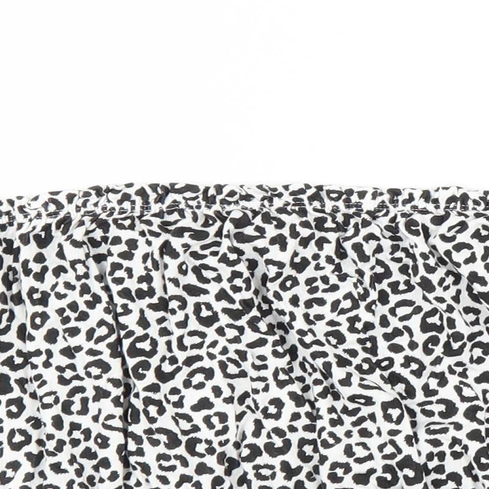 Primark Womens Black Animal Print  Cropped Blouse Size L