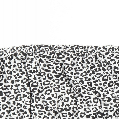 Primark Womens Black Animal Print  Cropped Blouse Size L
