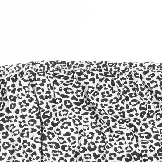 Primark Womens Black Animal Print  Cropped Blouse Size L