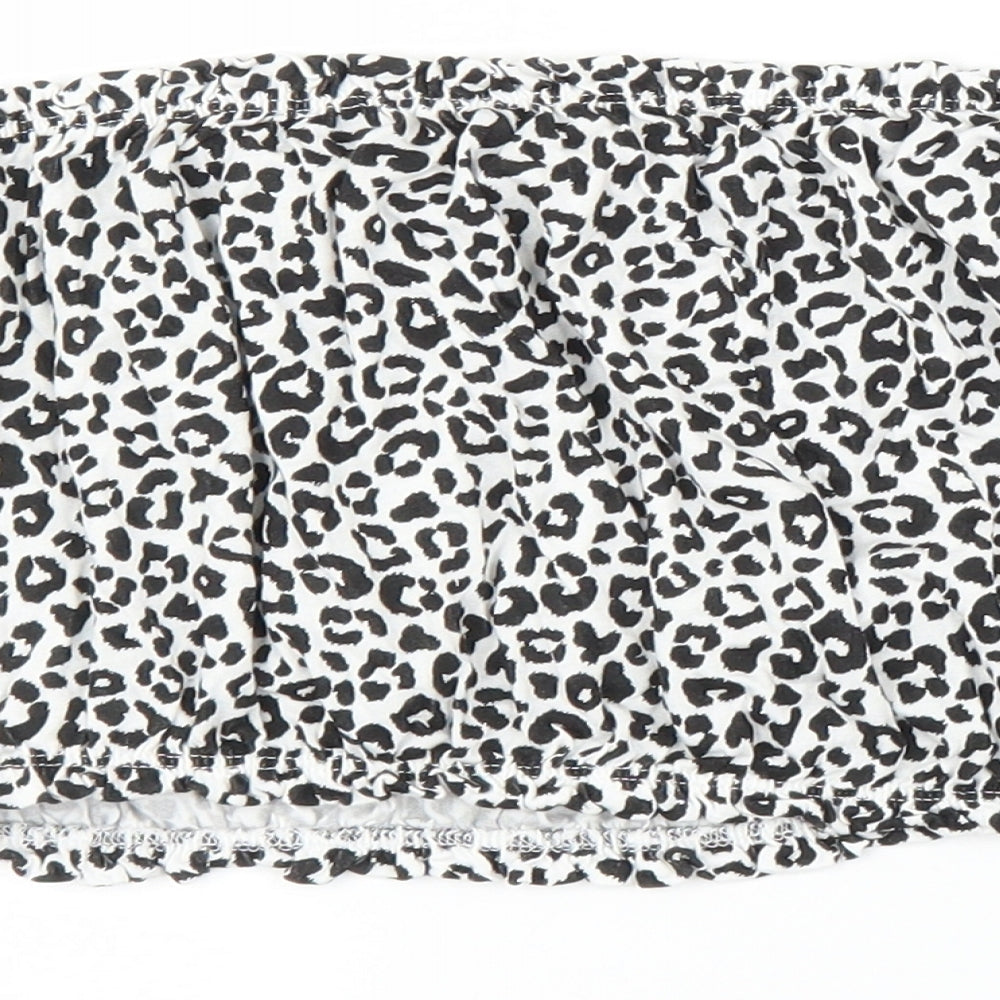 Primark Womens Black Animal Print  Cropped Blouse Size L