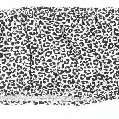 Primark Womens Black Animal Print  Cropped Blouse Size L