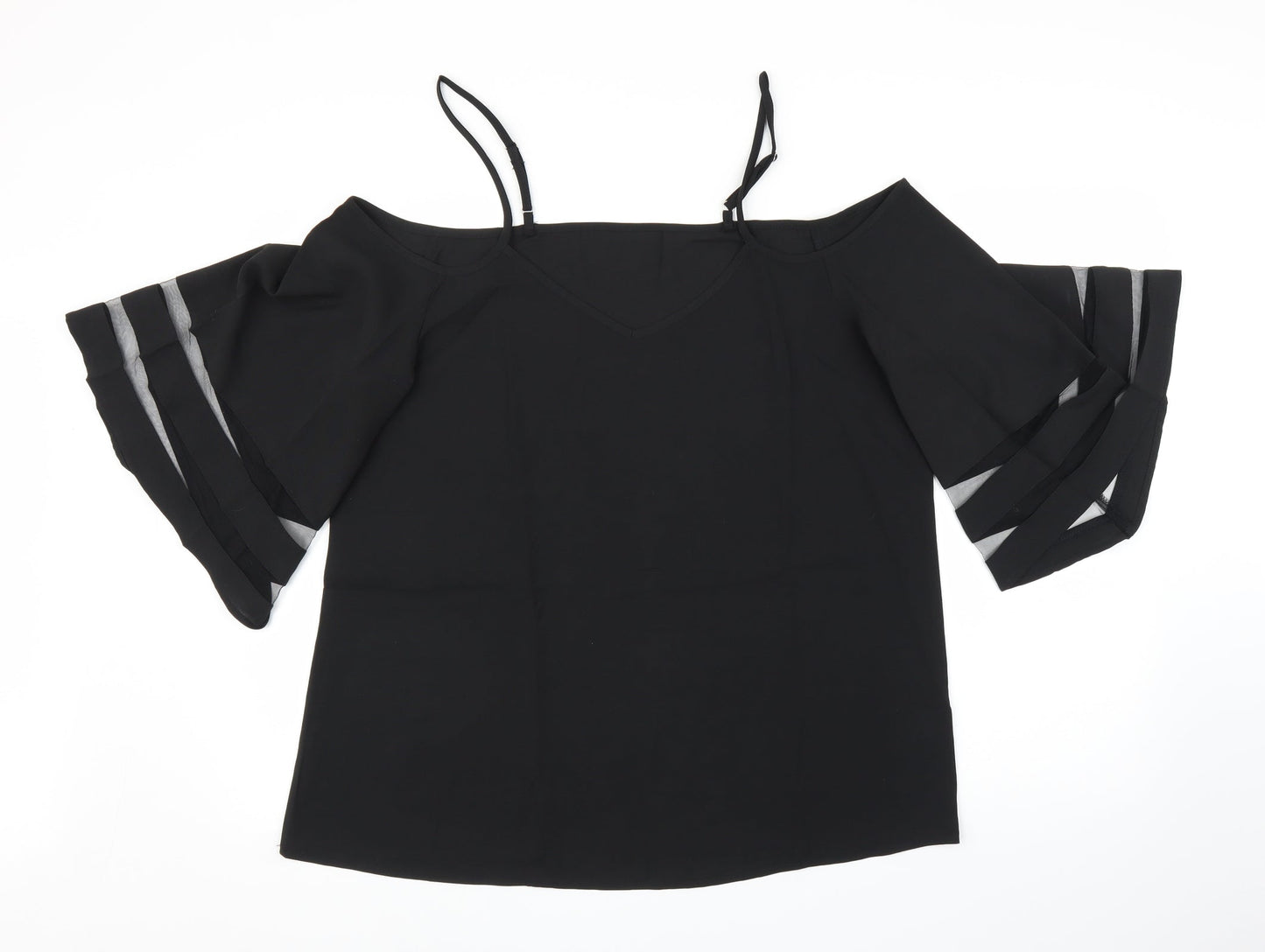 Womens UK Size L Preworn Black Basic Blouse