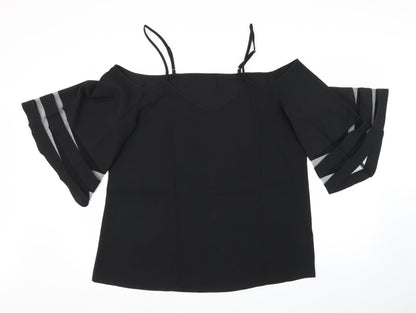 Womens UK Size L Preworn Black Basic Blouse