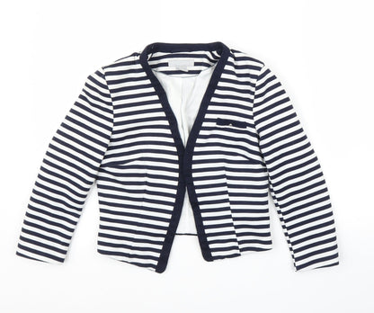 H&M Womens Blue Striped  Cardigan Jumper Size 8