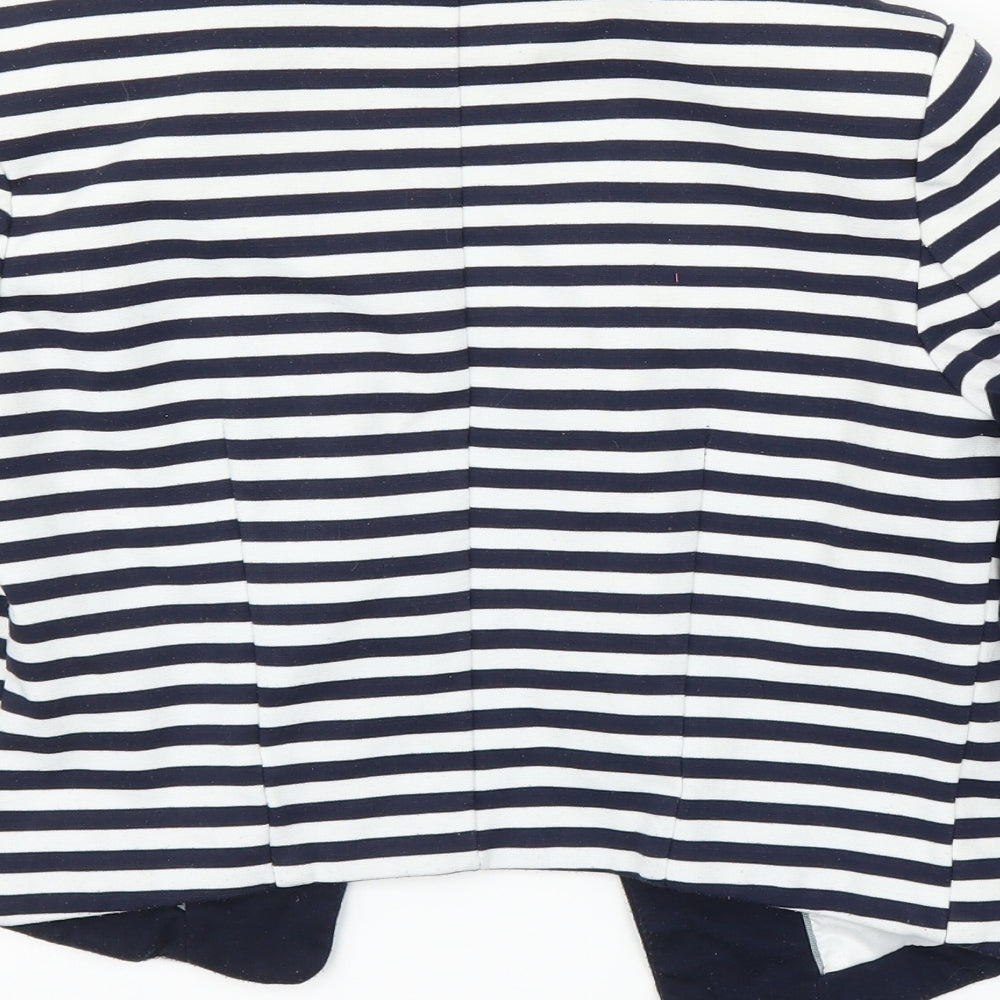 H&M Womens Blue Striped  Cardigan Jumper Size 8