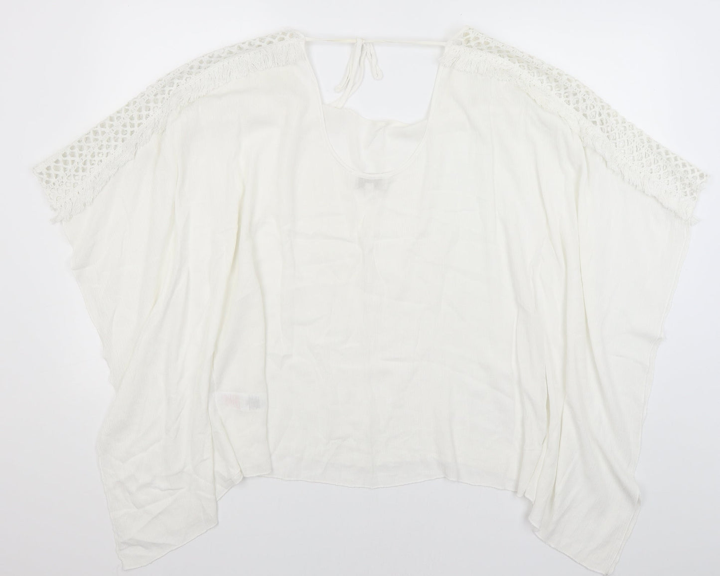 Womens UK Size 10 Apricot White Tunic T-Shirt