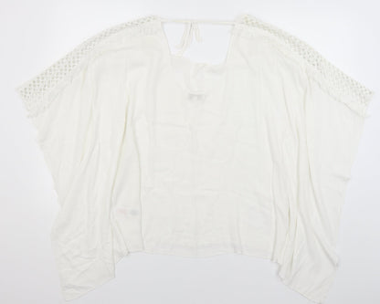 Womens UK Size 10 Apricot White Tunic T-Shirt