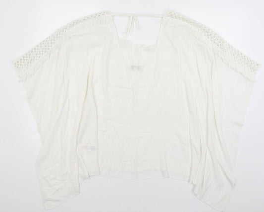 Womens UK Size 10 Apricot White Tunic T-Shirt