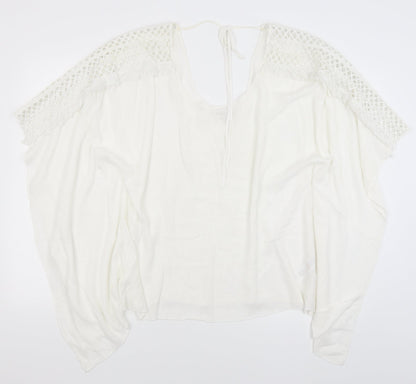 Womens UK Size 10 Apricot White Tunic T-Shirt