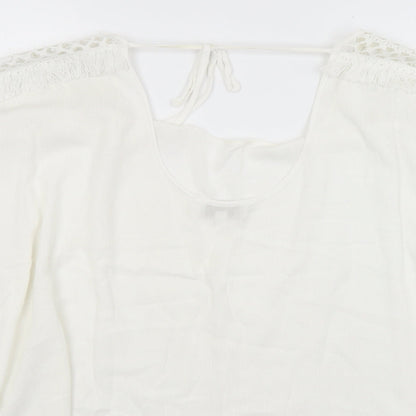 Womens UK Size 10 Apricot White Tunic T-Shirt