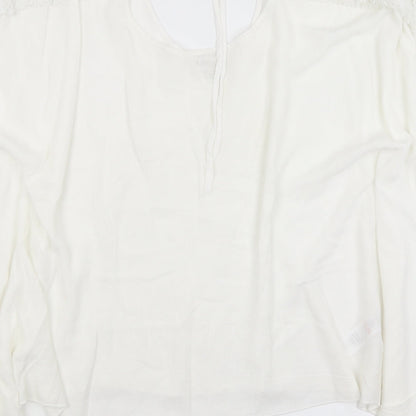 Womens UK Size 10 Apricot White Tunic T-Shirt