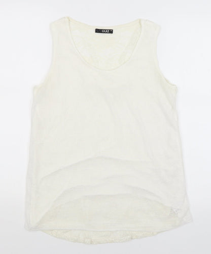 Womens UK Size M Quiz White Basic Tank