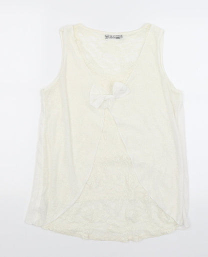Womens UK Size M Quiz White Basic Tank