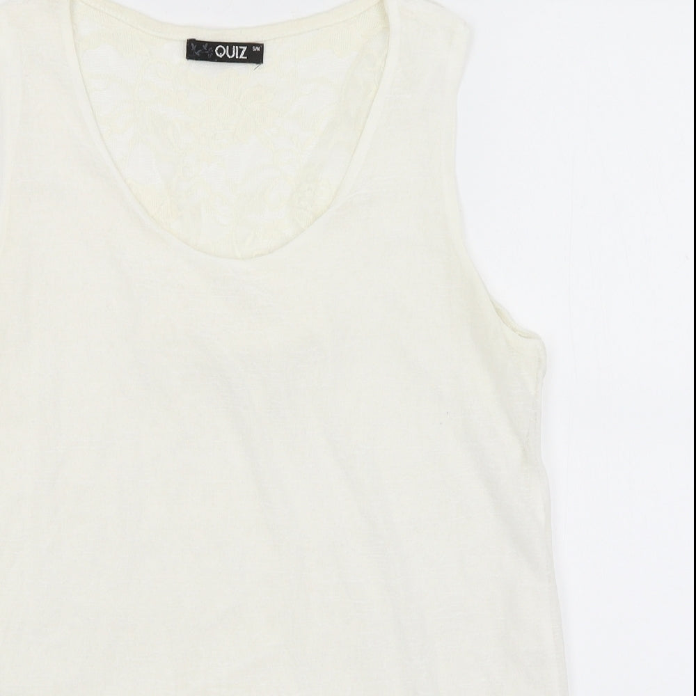 Womens UK Size M Quiz White Basic Tank