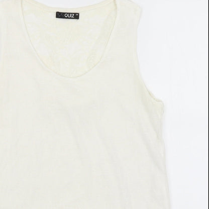 Womens UK Size M Quiz White Basic Tank