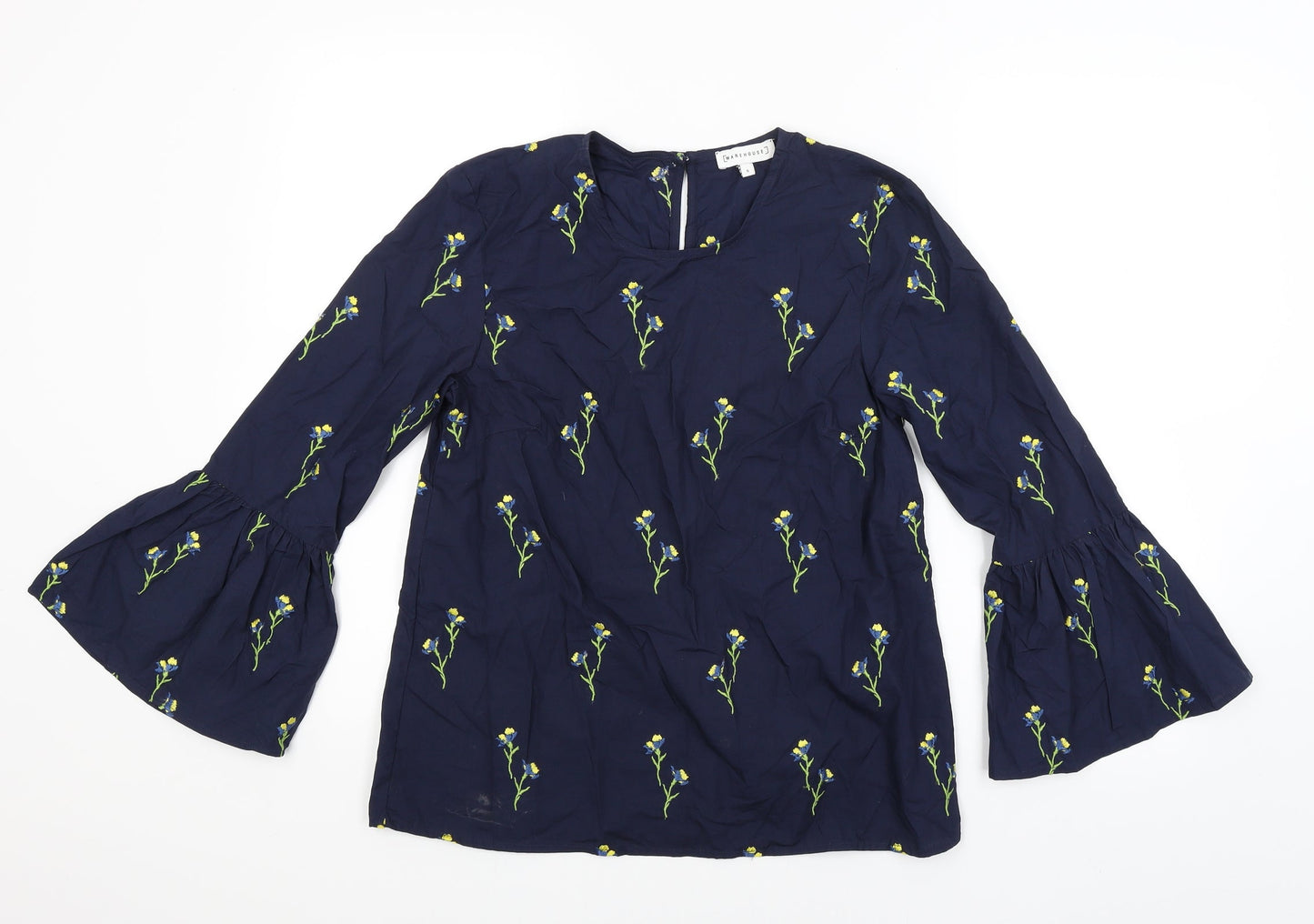 Womens UK Size 8 Warehouse Blue Basic Blouse