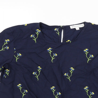 Womens UK Size 8 Warehouse Blue Basic Blouse