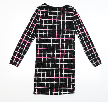 Dolls Paris Womens Black Check  T-Shirt Dress  Size S