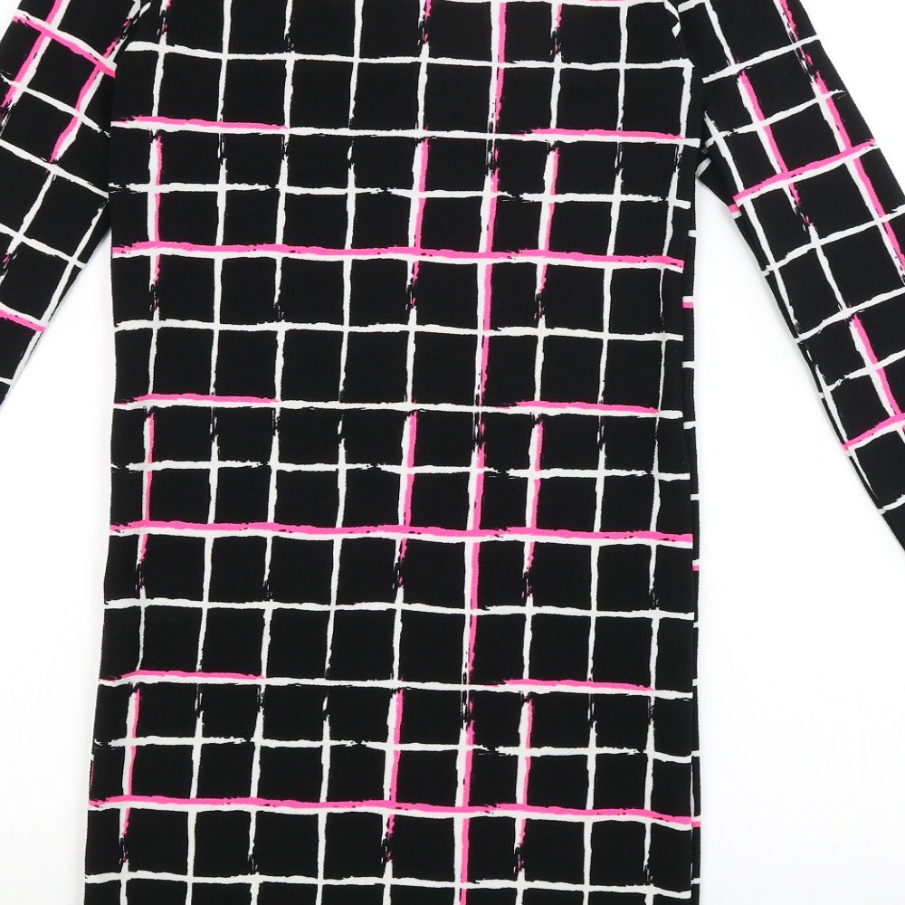 Dolls Paris Womens Black Check  T-Shirt Dress  Size S