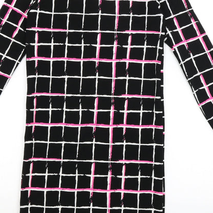 Dolls Paris Womens Black Check  T-Shirt Dress  Size S