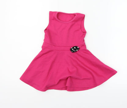 M&Co Girls Pink   Fit & Flare  Size 12-18 Months
