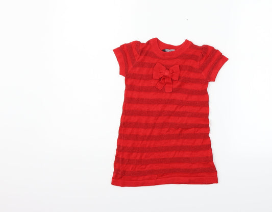 George Girls Red   Henley Jumper Size 12-18 Months