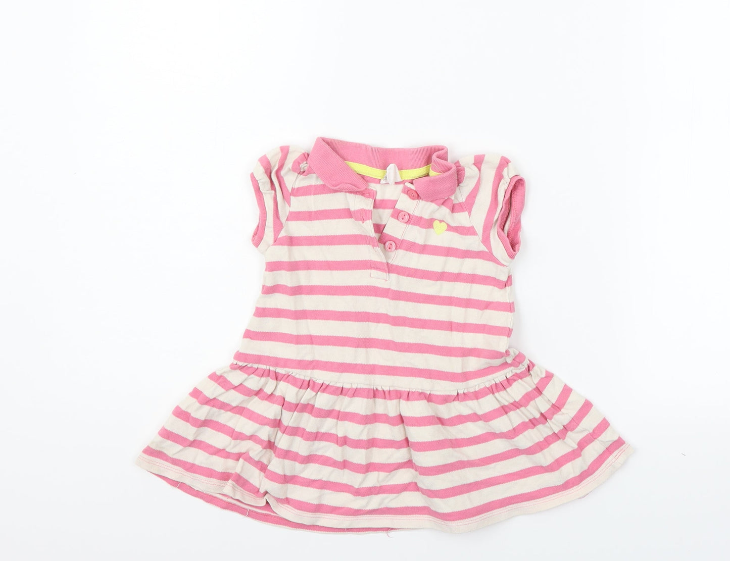 H&M Girls Pink Striped  T-Shirt Dress  Size 18-24 Months