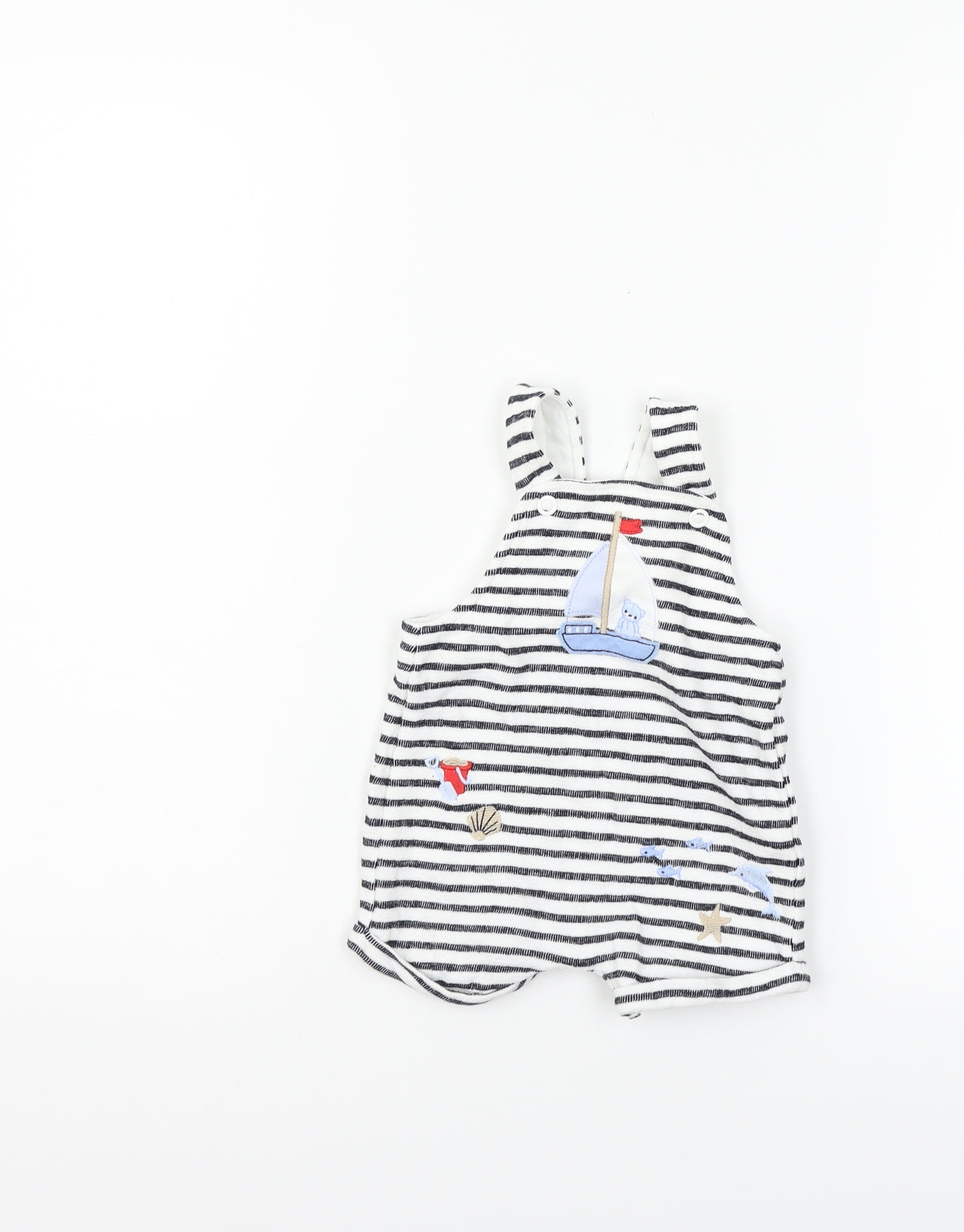 Little Nutmeg Boys White Striped  Babygrow One-Piece Size 0-3 Months
