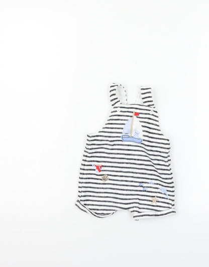 Little Nutmeg Boys White Striped  Babygrow One-Piece Size 0-3 Months