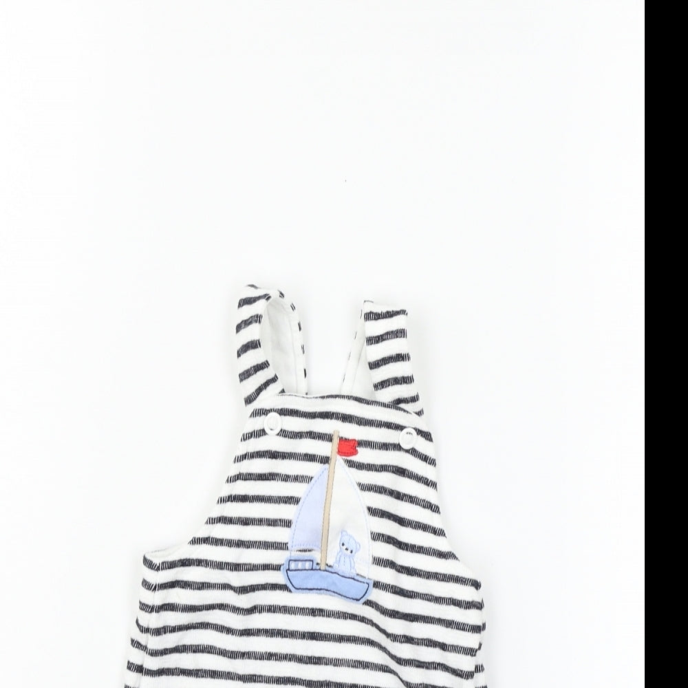 Little Nutmeg Boys White Striped  Babygrow One-Piece Size 0-3 Months