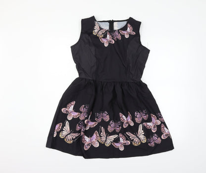 XJF Womens Black Floral  Fit & Flare  Size M
