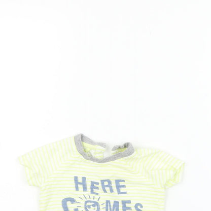 Matalan Girls Yellow Striped  Basic T-Shirt Size 3-6 Months