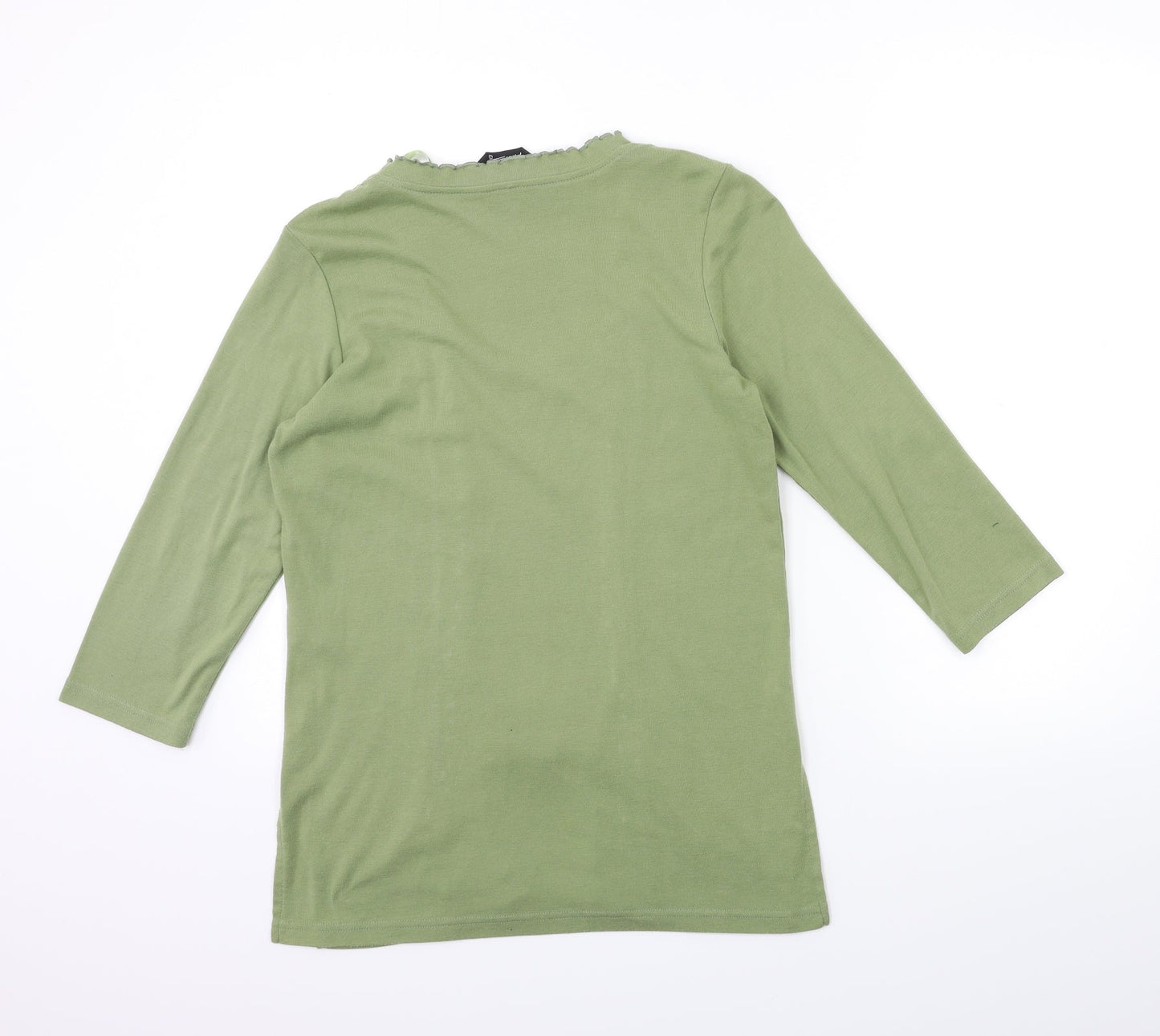 ALEXARA Womens Green Striped  Basic T-Shirt Size 12