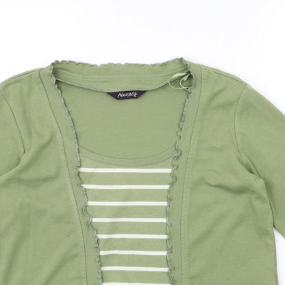 ALEXARA Womens Green Striped  Basic T-Shirt Size 12