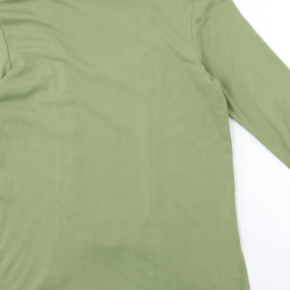 ALEXARA Womens Green Striped  Basic T-Shirt Size 12