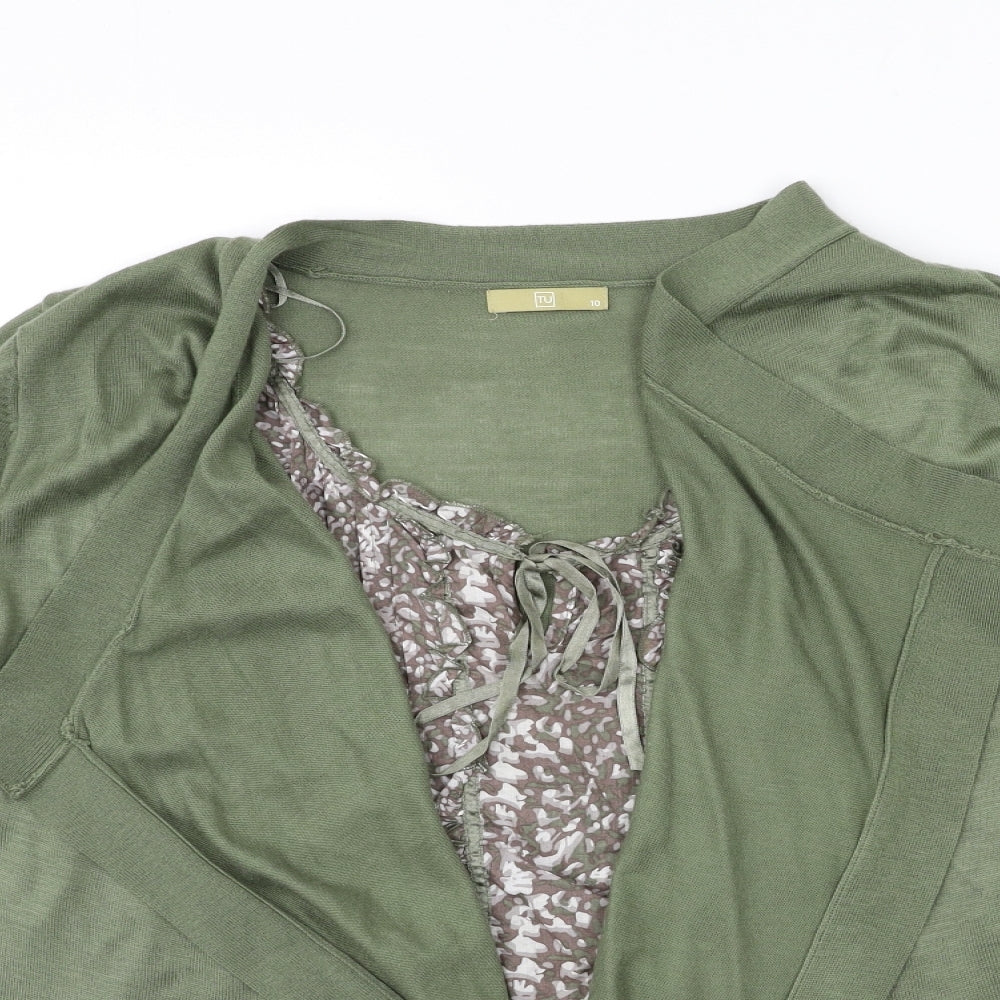 TU Womens Green  Knit Cardigan Jumper Size 10
