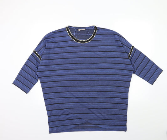 TU Womens Blue Striped Knit Pullover Jumper Size 18