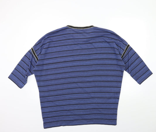 TU Womens Blue Striped Knit Pullover Jumper Size 18