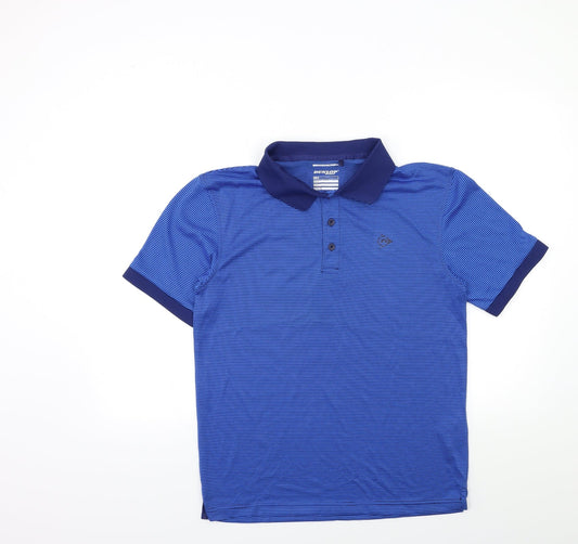 Dunlop Mens Blue Striped   Polo Size S