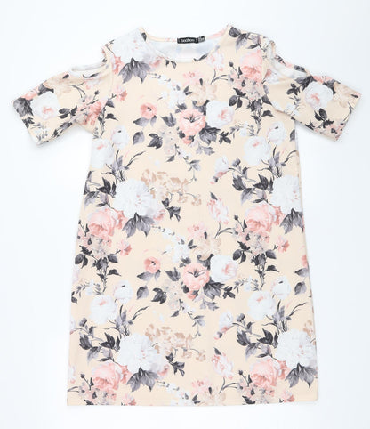 Boohoo Womens Beige Floral  Shift  Size 10