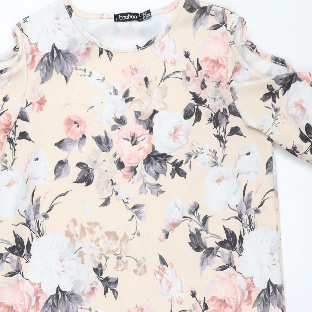Boohoo Womens Beige Floral  Shift  Size 10
