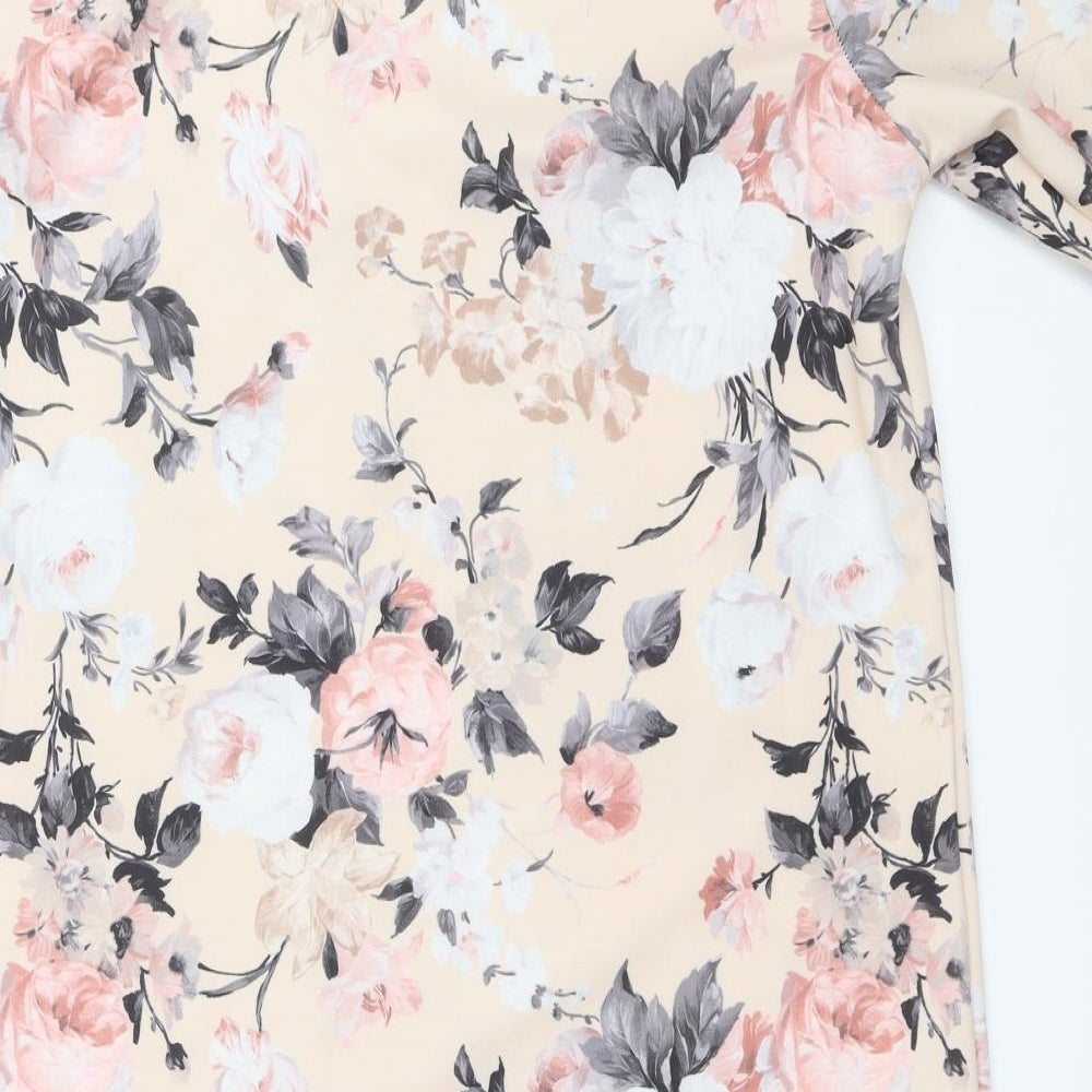 Boohoo Womens Beige Floral  Shift  Size 10