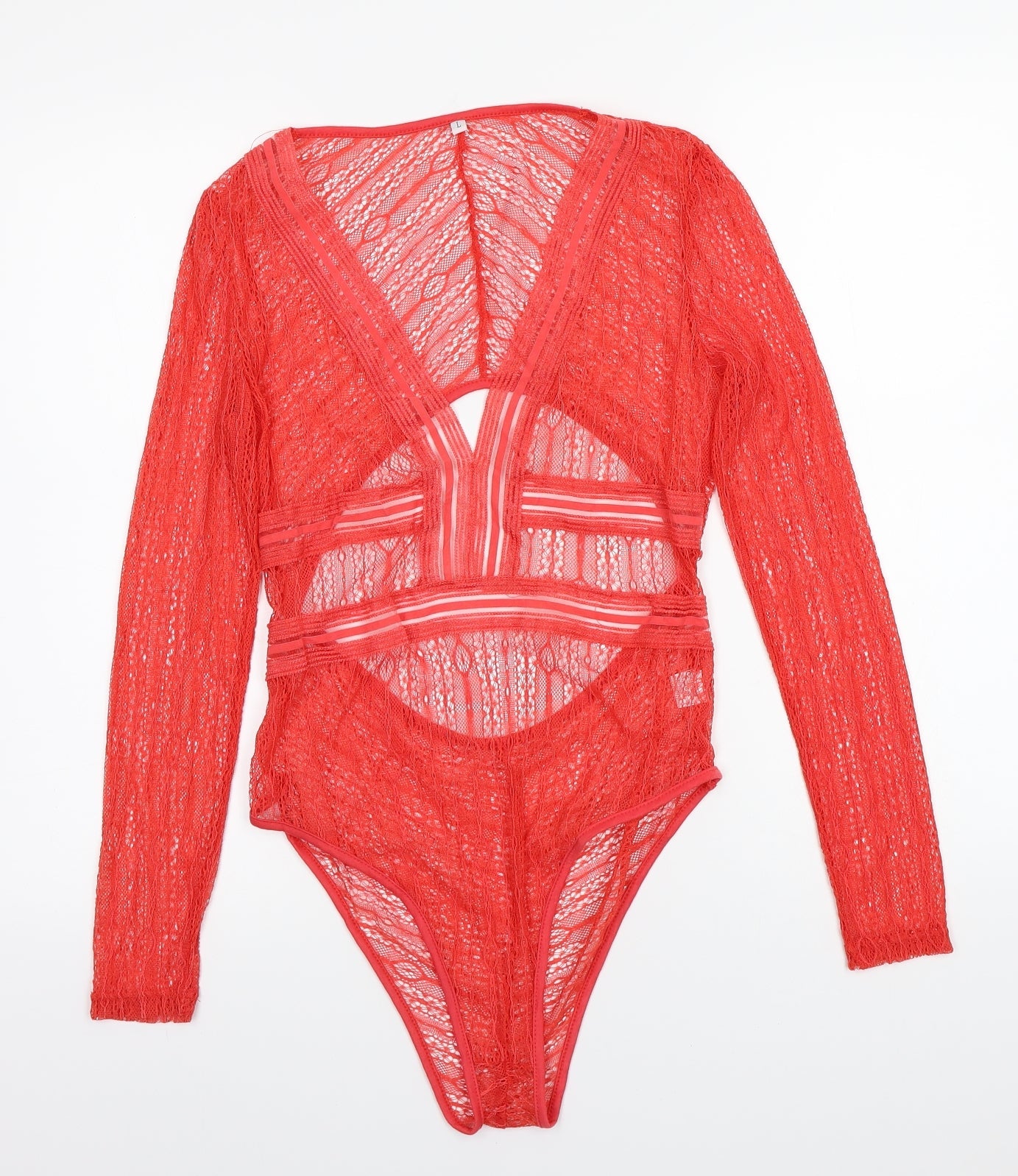 Womens UK Size L Preworn One-Piece Orange Bodysuit