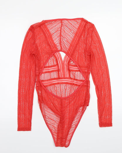Womens UK Size L Preworn One-Piece Orange Bodysuit