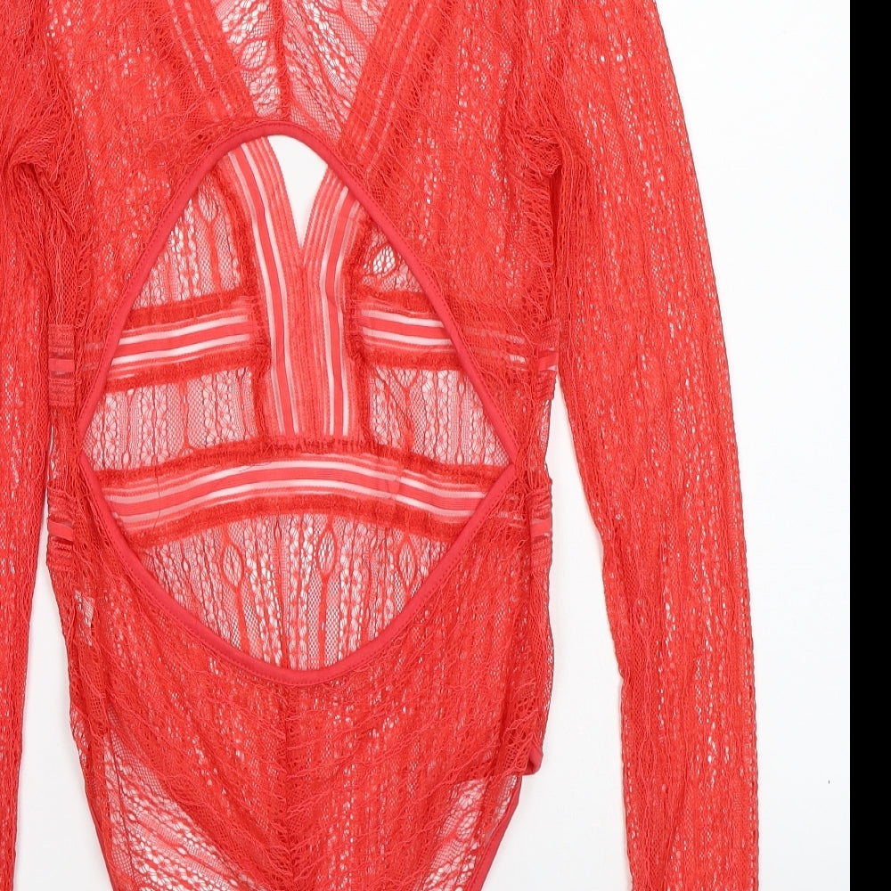 Womens UK Size L Preworn One-Piece Orange Bodysuit